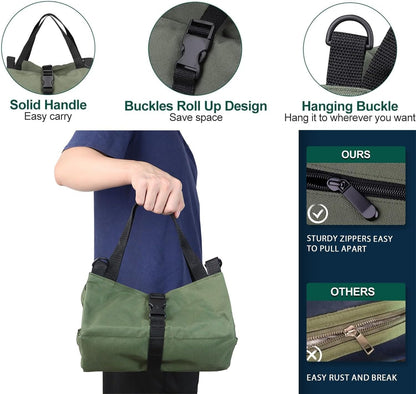Tool Bag Roll Up,Heavt Duty Tool Organizer Portable Tool Storage Bags Waterproof Oxford Cloth-Zipper Pouch for Men Mechanic, Electricians, Repairman, Green